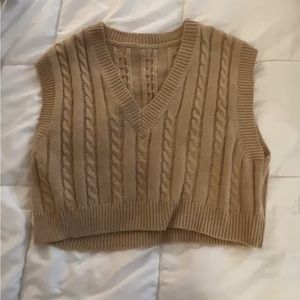 tan sweater vest crop top